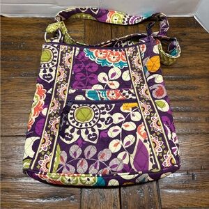Vera Bradley original crossbody hipster Plum Crazy pattern, used, 11.5”Wx11”L